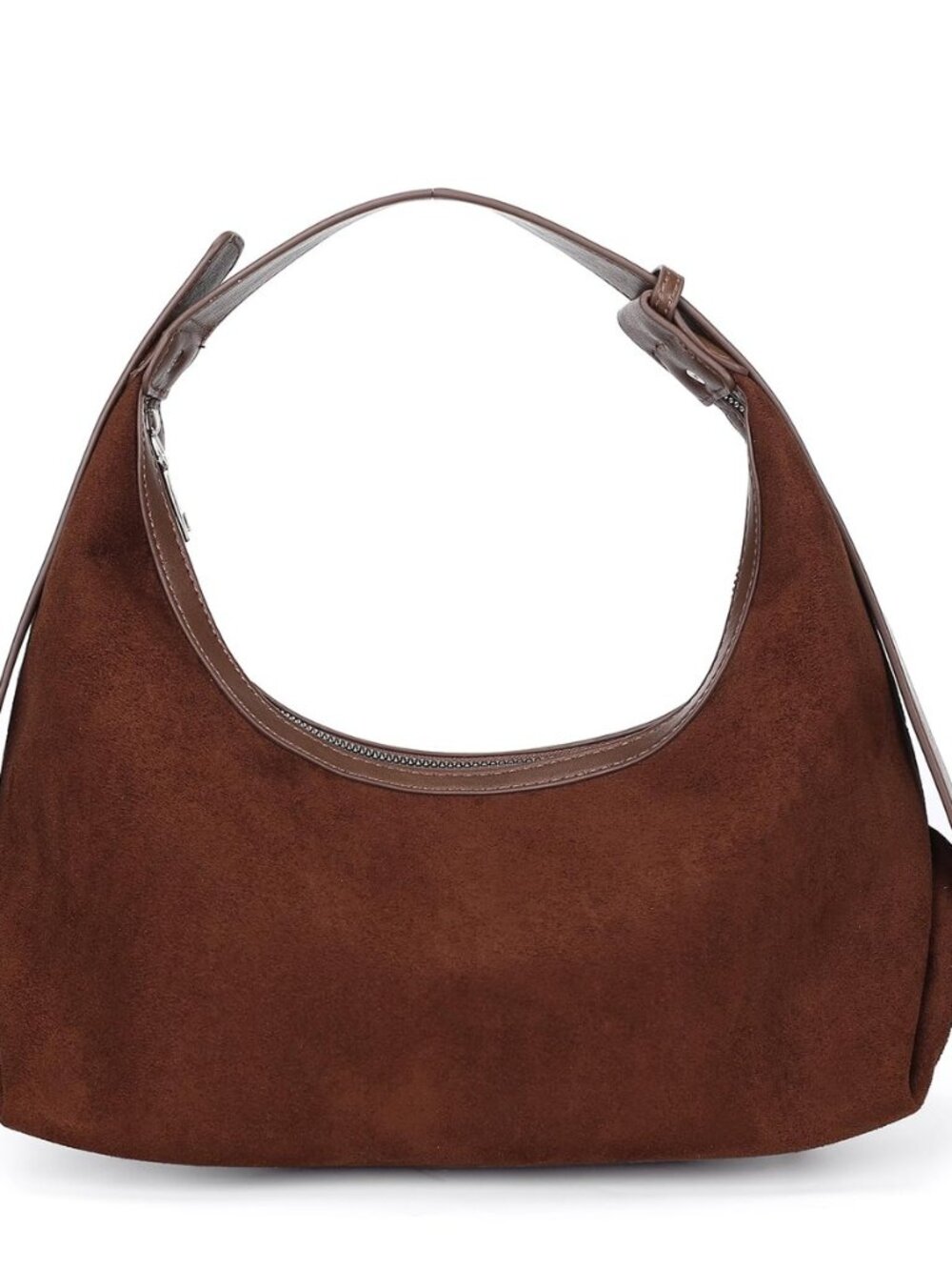 Suede Crescent Hobo Bag for Women with Adjustable Strap